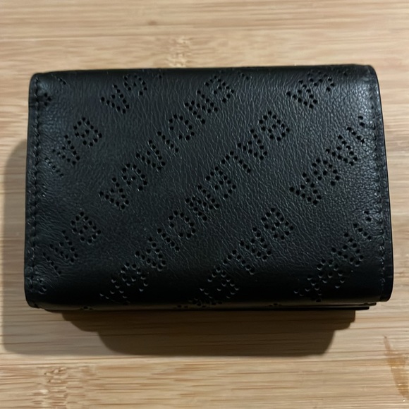 BALENCIAGA Leather Punching Mini Wallet Trifold Black Women Unused S1904 - Picture 5 of 16